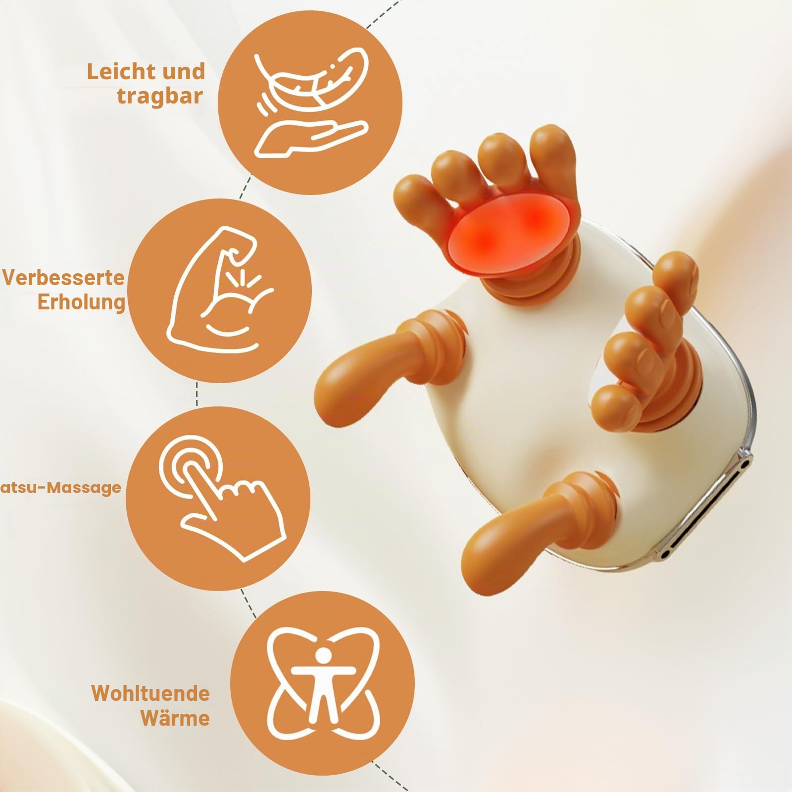 4D Massagegerät, 4D Bionische Hand Nackenmassagegerät, Massagegerät Nacken mit 3 Intensitätsstufen und 2 Heizstufen, USB Elektrische Schultermassagegerät,Lindert Muskelverspannungen und Ermüdung,Weiß