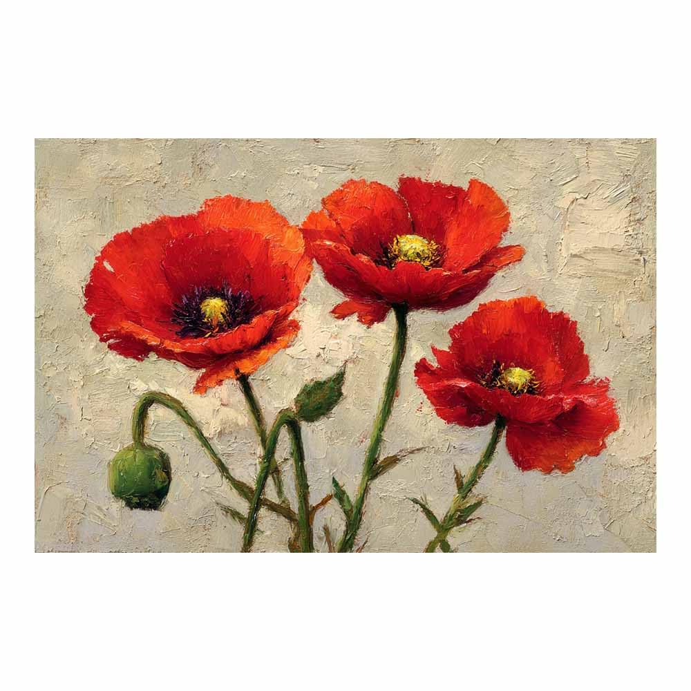 Xeniou Multicolor Flowers Wall Art Vintage Red Poppy Print Canvas Wall Art, For Bedroom Office Home Decorations(Multicolor)-80X120cm Unframed