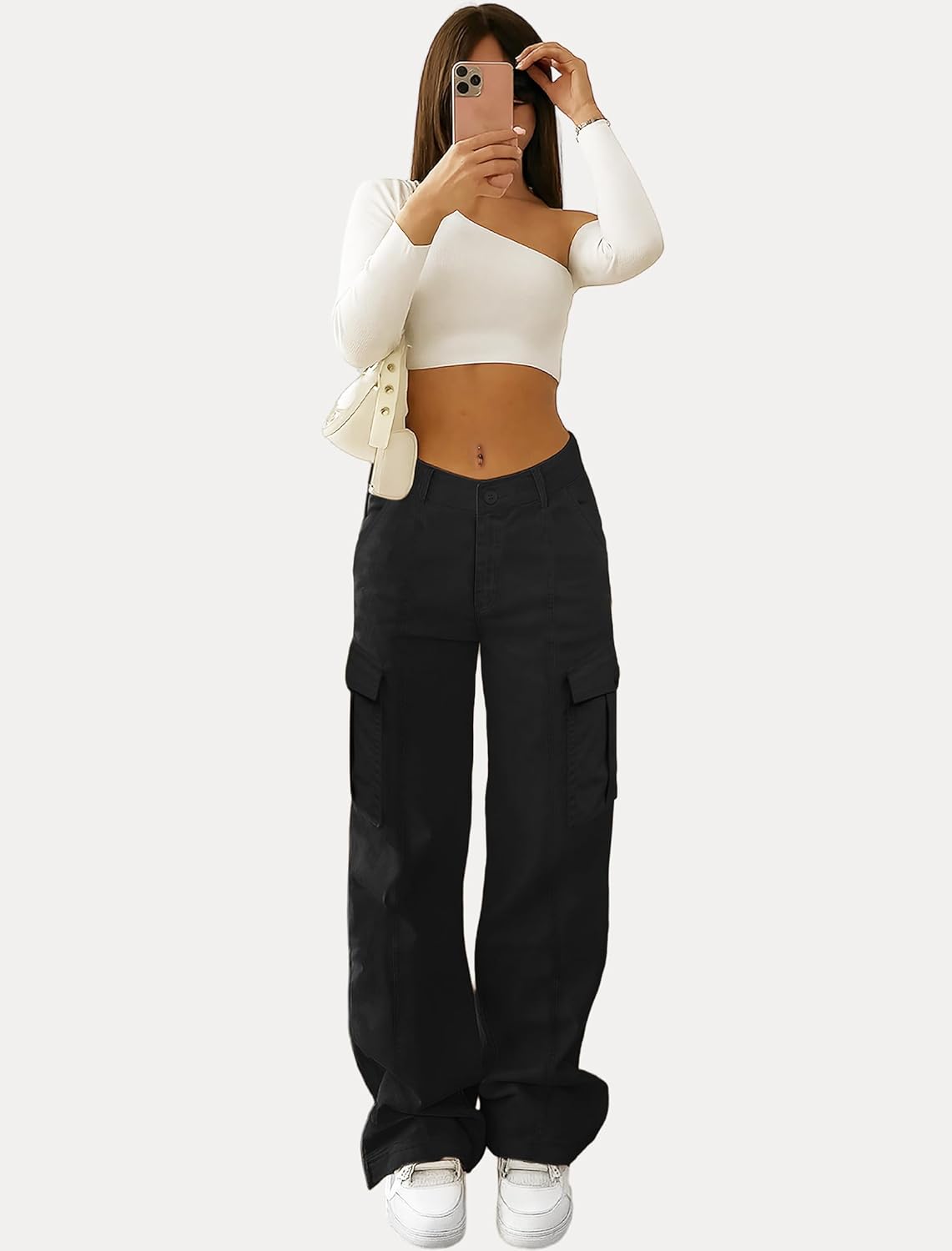 IWD Womens Cargo Pants High Waisted Straight Leg Trousers with 6 Pockets Casual Baggy Pants Trendy Clothes 2026 - Image 4