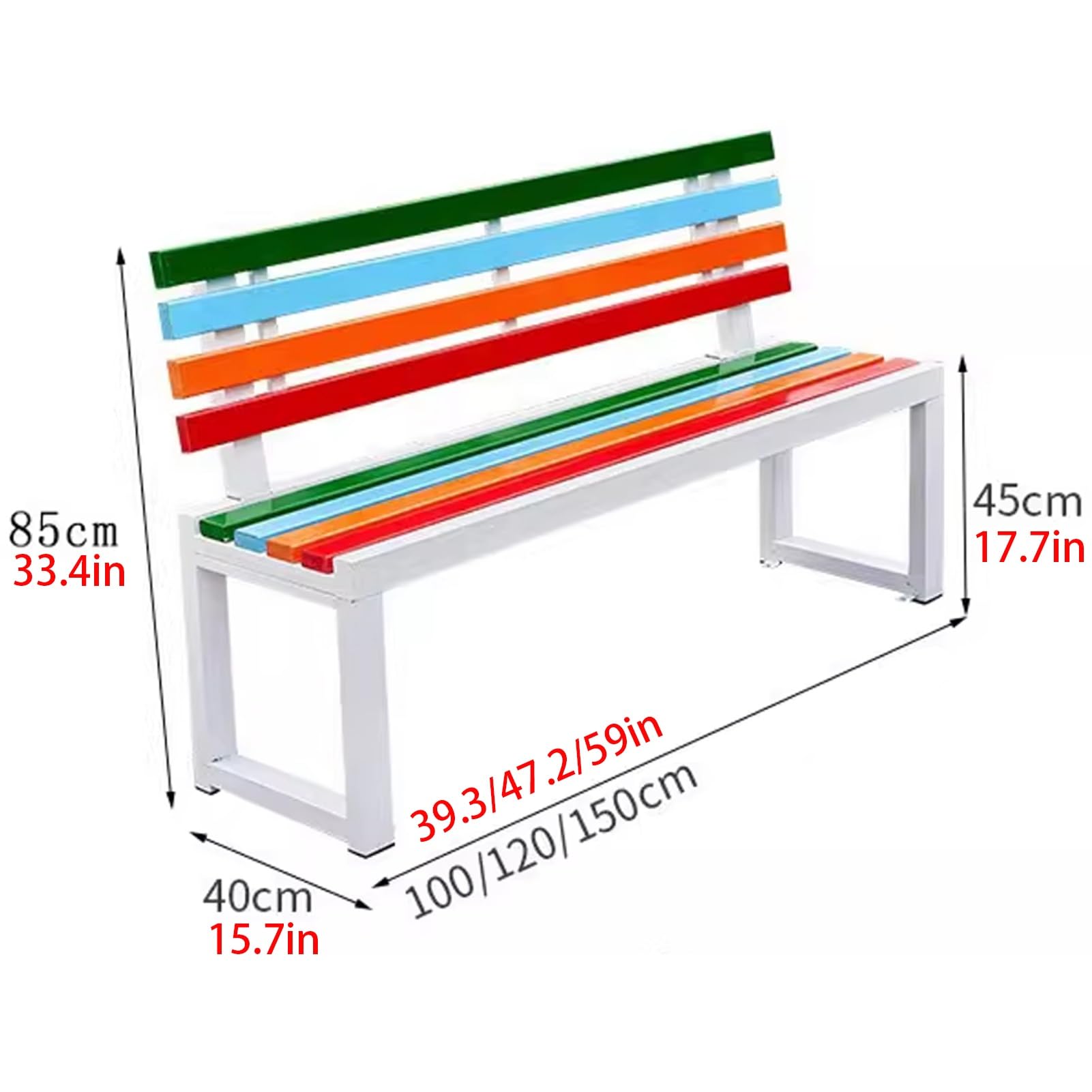 Ławka ogrodowa, metalowa ławka z oparciem, ławka parkowa na patio, drewniana powierzchnia stołka, na werandę, do ogrodu, parku, na trawnik (różowa, 120 cm/47,2 cala) (różowa 150 cm/59 cali)