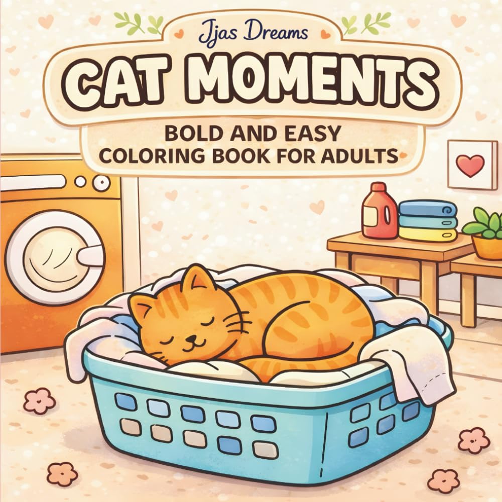Cozy Cat Moments Coloring Book: Bold and Easy for Adults: A Cozy Cat Coloring Book for Adults Featuring Cute, Calm, and Relaxing Everyday Cat Scenes, ... Relief, and Mindful Coloring for Adults,