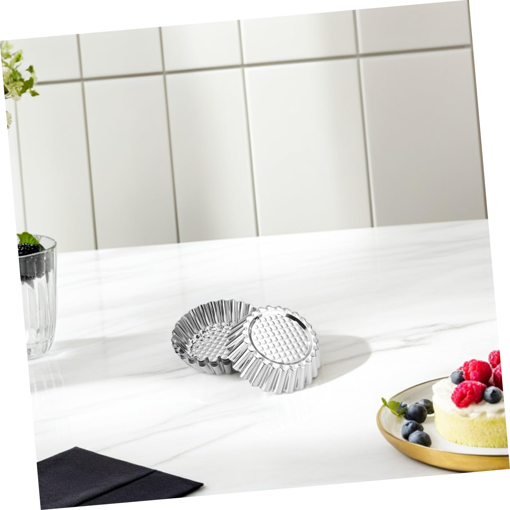 20 Piezas Moldes para Tartaletas de Acero Inoxidable Mini Moldes Antiadherentes para Hornear Tartas Magdalenas y Pasteles Reutilizables para Repostería Cocina Hogar y Profesional