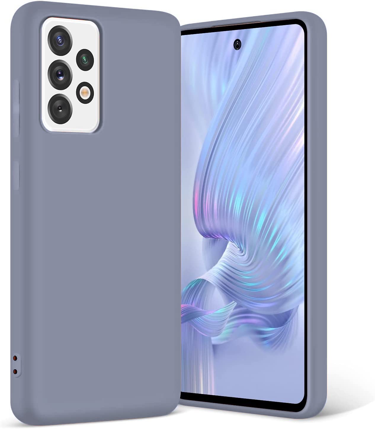 LOXXO® Liquid Silicone Case with Microfiber Coushioning Compatible for Samsung A52/A52s 5G Shockproof Slim Back Cover, Gel Rubber Full Body Protection – Lavender Grey
