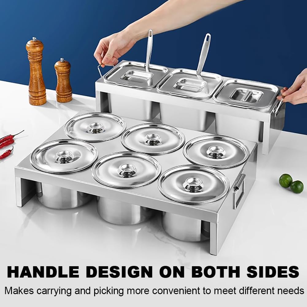 Juego De Caja De Especias De Acero Inoxidable De Gran Capacidad, Especiero Dispensador De Encimera con Tapa Y Cuchara, Organizador para Almacenar Frutas,D