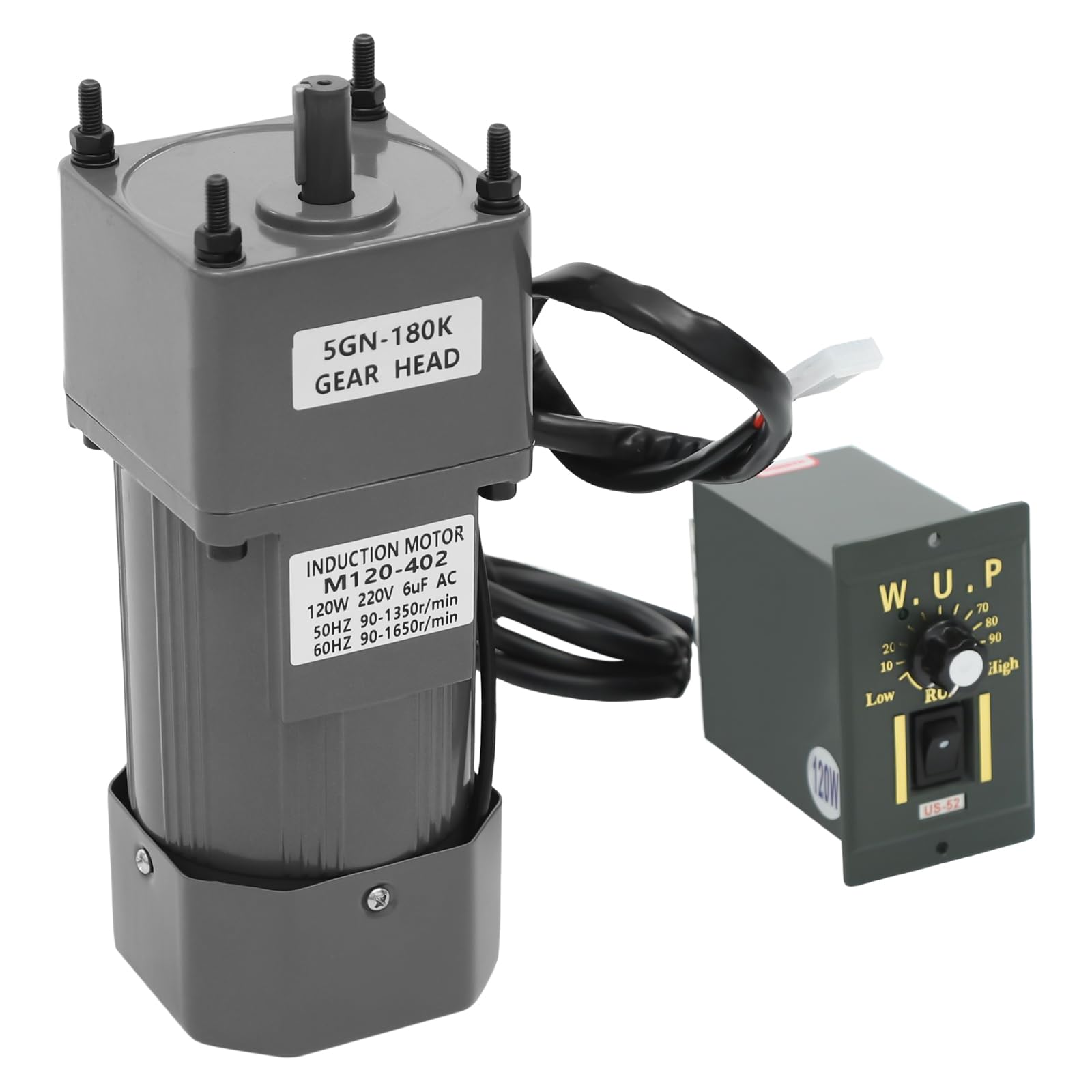 Motore Elettrico a Ingranaggi PINYELIN da 120W 220V, Riduttore a Vite Senza Fine da 180K, Motore a Vite Senza Fine da 0-90 giri/min