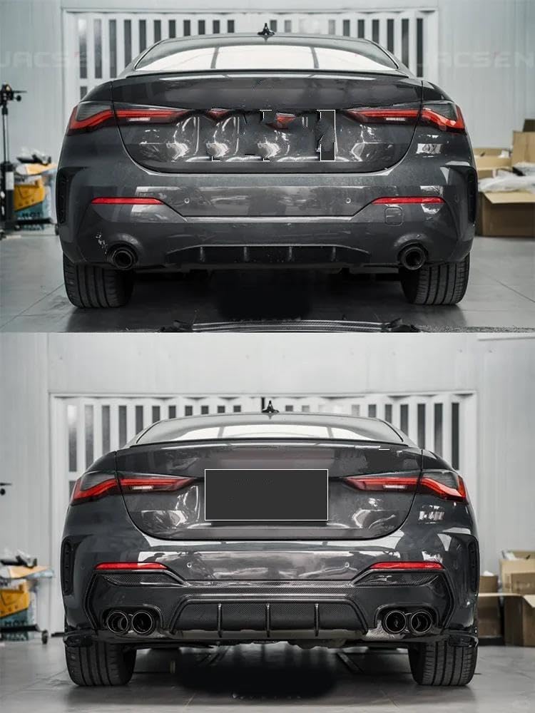 Spare Parts Quad Car Exhaust Tip For BMW G22 G23 G26 420i 425i 430i Stainless Steel Carbon Fibre Tailpipe Exhaust System Silencer(Silver)