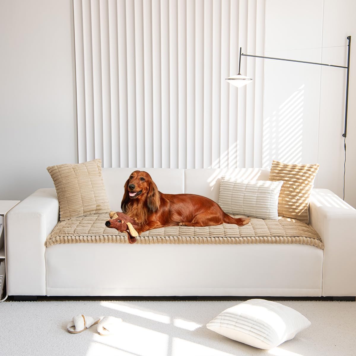 Sofa Cover Fuzzy Couch Cover for Pet, Couch Covers for Dogs Washable Non-Slip Sofa Slipcover Cushion Protector Pets Friendly Mat Bed Brown 27.6" x 59.06" Coffee