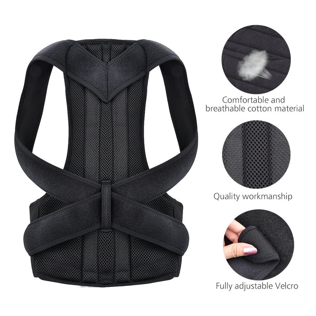 Posture Corrector Back Brace Clavicle Support Stop Slouching Hunching Adjustable Trainer(XL) (D,Small)