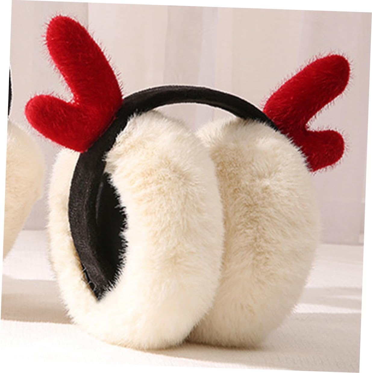 Antlers Earmuffs Foldable Winter Ear Warmers Plush Ladies Ear Cover for Outdoor Snow Sports