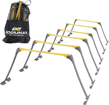 PodiuMax Portable Height Adjustable Sports Training Hurdle 6", 9", 12", Lightweight, Innovative Foldable Design, Collapsible Safe, 6 per Pack