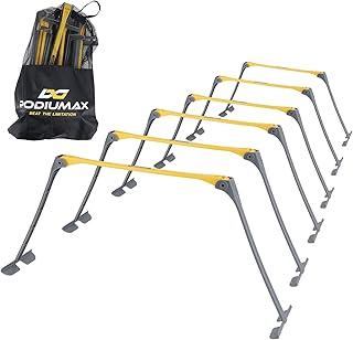 PodiuMax Portable Height Adjustable Sports Training Hurdle (6", 9", 12"), Lightweight, Innovative Foldable Design, Collapsible Safe, 6 per Pack