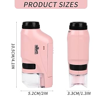 Microscope Slides 200x Zoom Kids Pocket Handheld Mini Microscope With LED Light High Definition For Students Microbiological Observation Preschool Home Study Educational Toys Portable Microscope