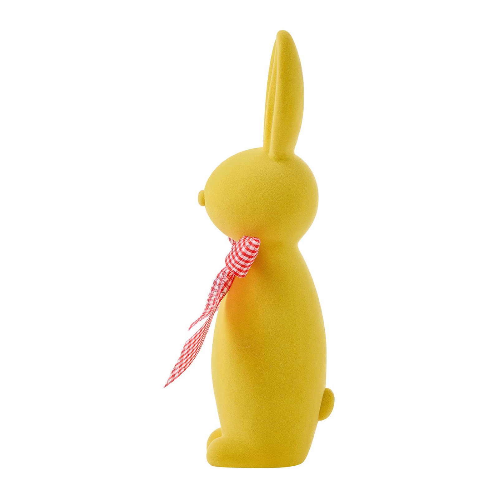 Coniglietto pasquale Figura di coniglio floccato ornamento da tavolo in resina tinta unita coniglietto pasquale decorazione per la casa (giallo, 23,5 cm)