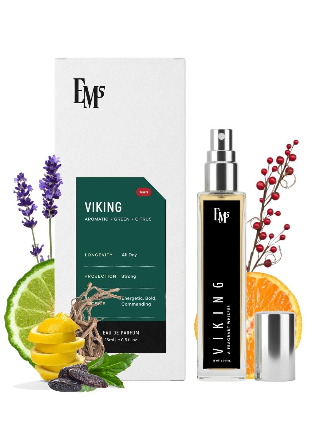 EM5 Viking Perfume for Men | Aromatic Citrus Woody Fragrance | All Day Wear Eau De Parfum Spray | Luxury Gift for Him | 15 ml-image-31