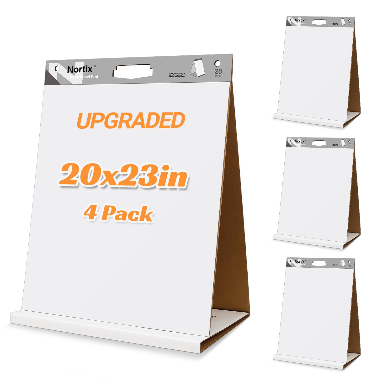 Nortix Klebriges Staffelei-Pad, Flipchart-Papier, einfacheres Papier, verbessertes vielseitiges Tisch-Staffelei mit trocken abwischbarer Oberfläche für Meeting/Training/Kritzeln, 50,8 x 58,9 cm, 20