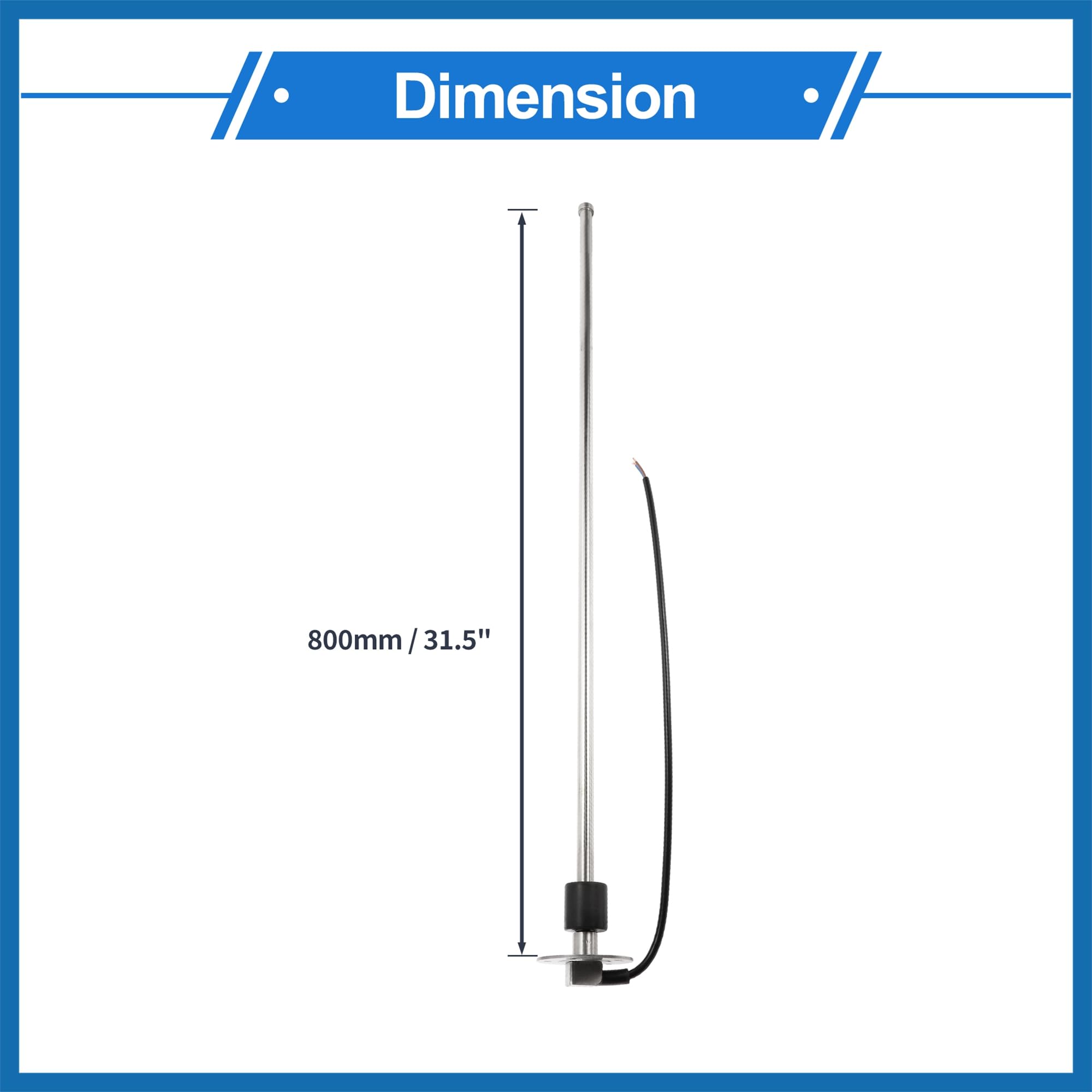A ABSOPRO Capteur de Niveau de Carburant avec Jauge de Carburant Pour Bateau Unité d'Envoi de Carburant Marin Métal Ton Argent Blanc 0-190 Ohm 800mm Remplacement d'article