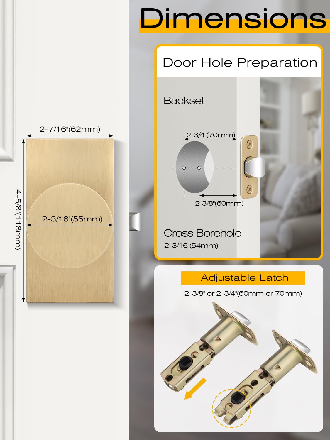 Satin Brass Privacy Door Knob - Keyless Entry -7 Satin Brass Privacy Door Knob - Keyless Entry -7