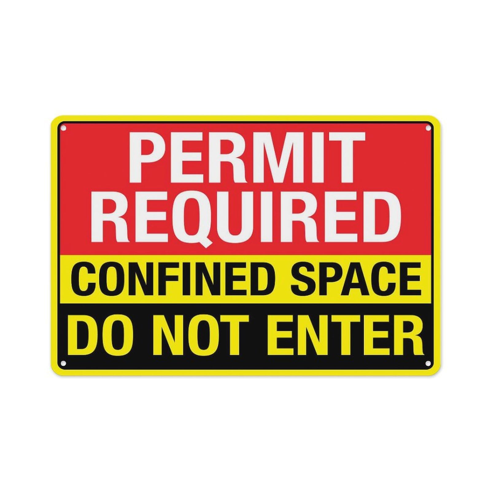 Peiyeety A07 Permit Required Confined Space Doenter Sign Aluminum Tin Warning Signs For Home Outdoor Garden 8X12 Inches