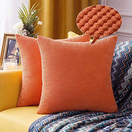 Kissenbezüge Polyester Soft Granulat Quadratische Kissenbezüge mit dekorativem Granulat Solid für Sofa Schlafzimmer Wohnzimmer-55 * 55 cm2 Stück_Orange_Orange