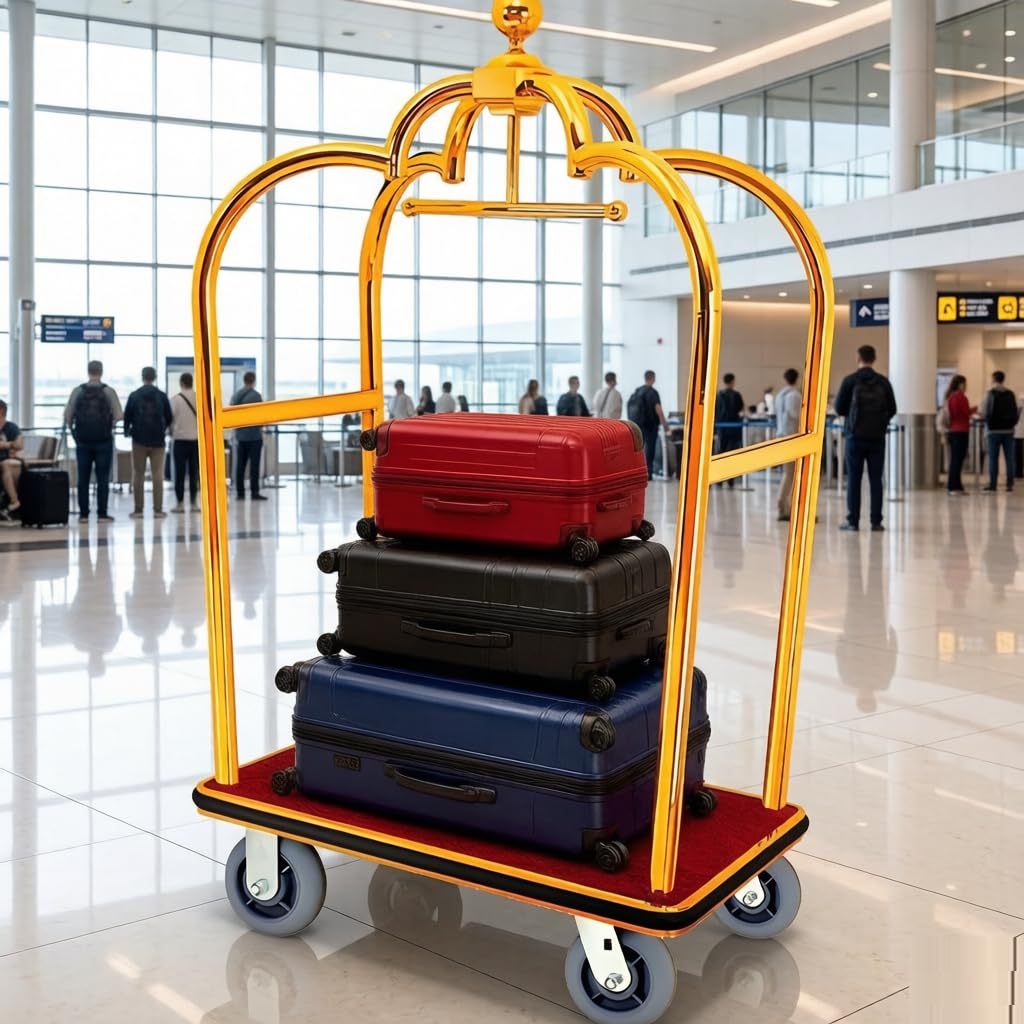 Carro de Equipaje de Hotel/Carro de Servicios/Carro de Mano de Hotel, Capaz de soportar hasta 1200 Libras, con Ruedas de Goma silenciosas de 6 Pulgadas, Utilizado en Espacios comerciales