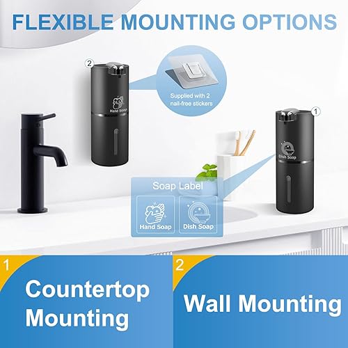 Miniatura 5 de Dispensador automático de jabón espumoso, dispensador de jabón eléctrico ajustable de 4 engranajes sin contacto para montaje en pared, recargable