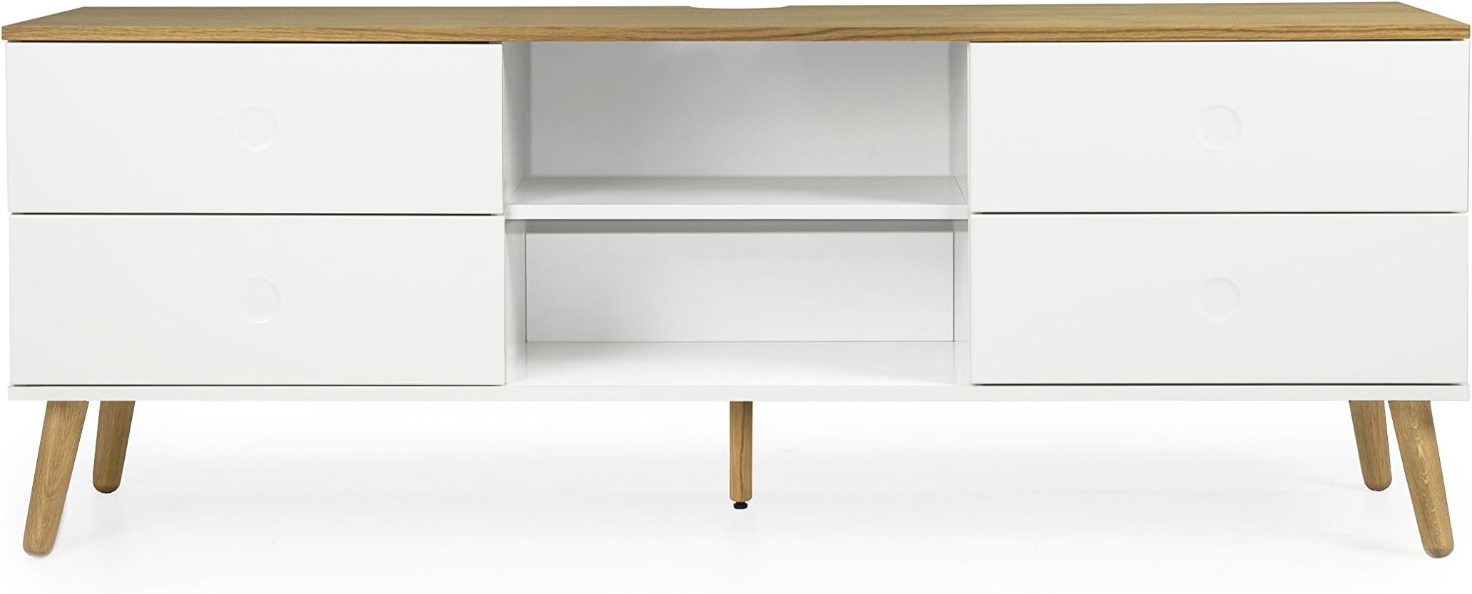 Tenzo Dot Designer TV Stand, Chipboard and MDF, White/Oak, 43x162x60 cm