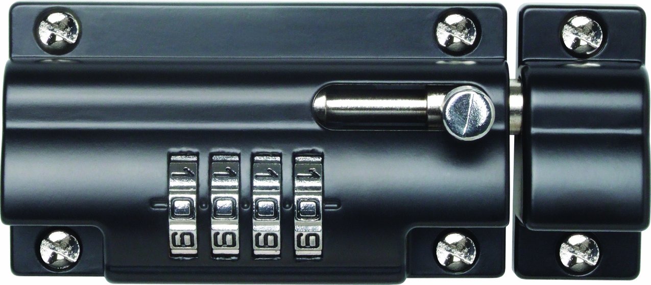 Burg-WächterSterling CLB110BK 110mm 4 Unique Combination Locking Bolt-Black-with Anti-Tamper Security Fixing Screws