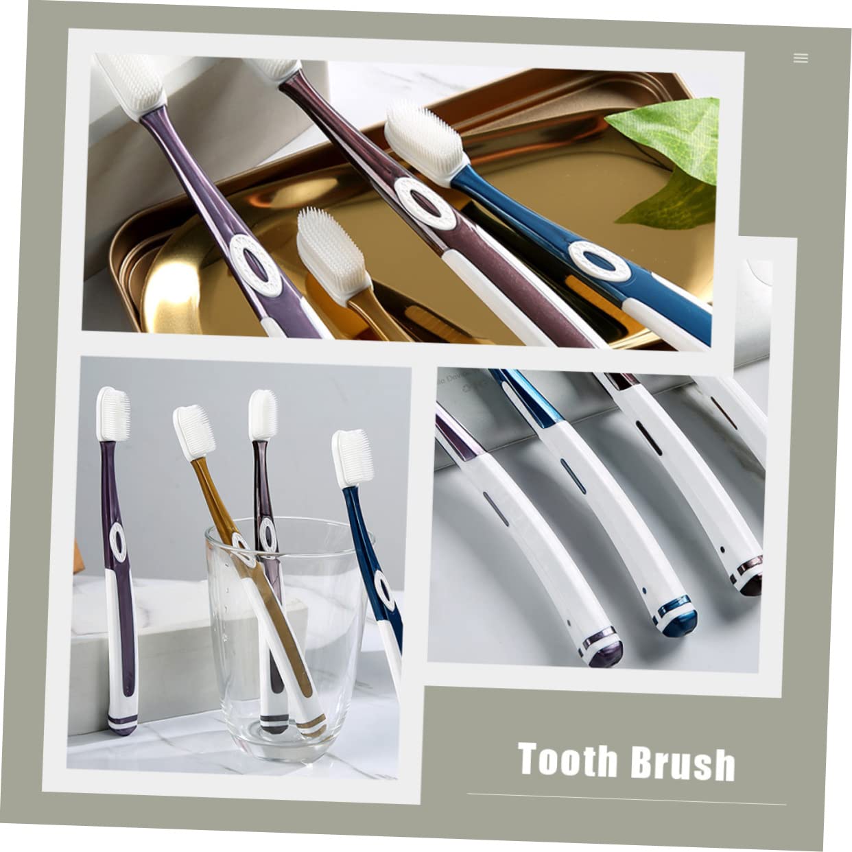 COLLBATH 3sets Spazzolini Per Adulti Testine Morbide Per e Antiscivolo Per Gengive Sensibili