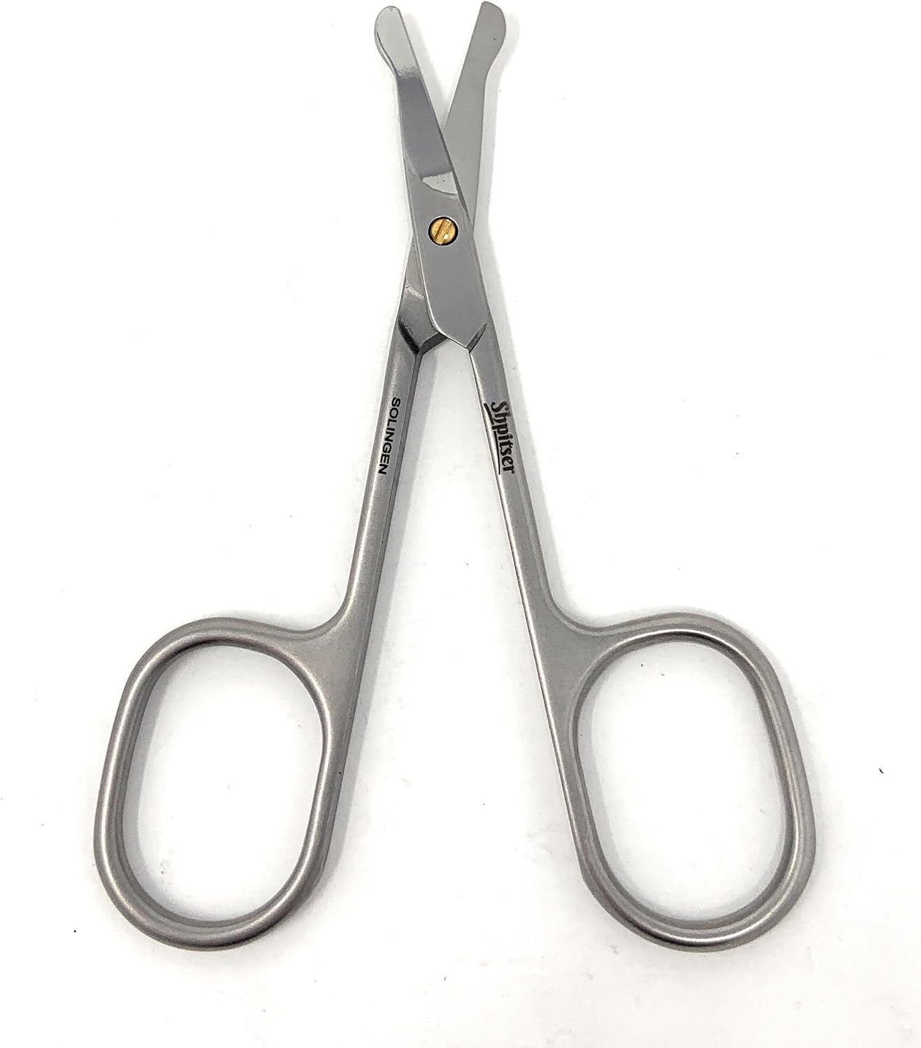 Professional TopInox Stainless Steel Nose & Ear Safety Scissors with Genuine Leather Case. Made in Solingen, Germany