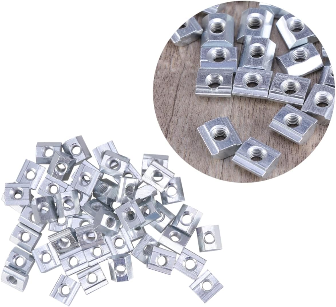 100pcs European Standard Carbon Steel T-Type Slider Nut 20mm Square Nut Snowboard Accessory