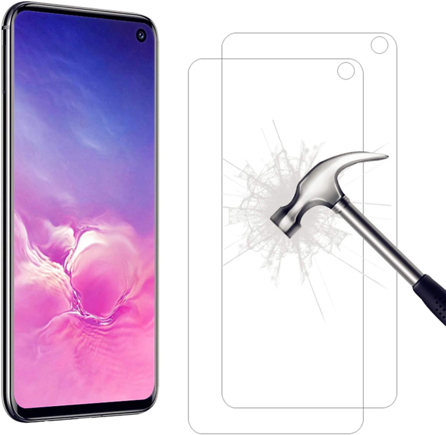 AHABIPERS [2 Pack Screen Protector for Samsung Galaxy S10E, HD Full Coverage Premium Tempered Glass Protector, Easy Bubble-Free Installation, 9H Hardness, 99% HD Clarity Galaxy S10E Screen Protector