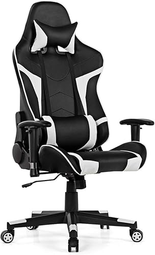 Miniatura 8 de Tangkula Juego de escritorio y silla para juegos juego ergonómico de escritorio y silla de carreras con soporte para tazas soporte para monitor