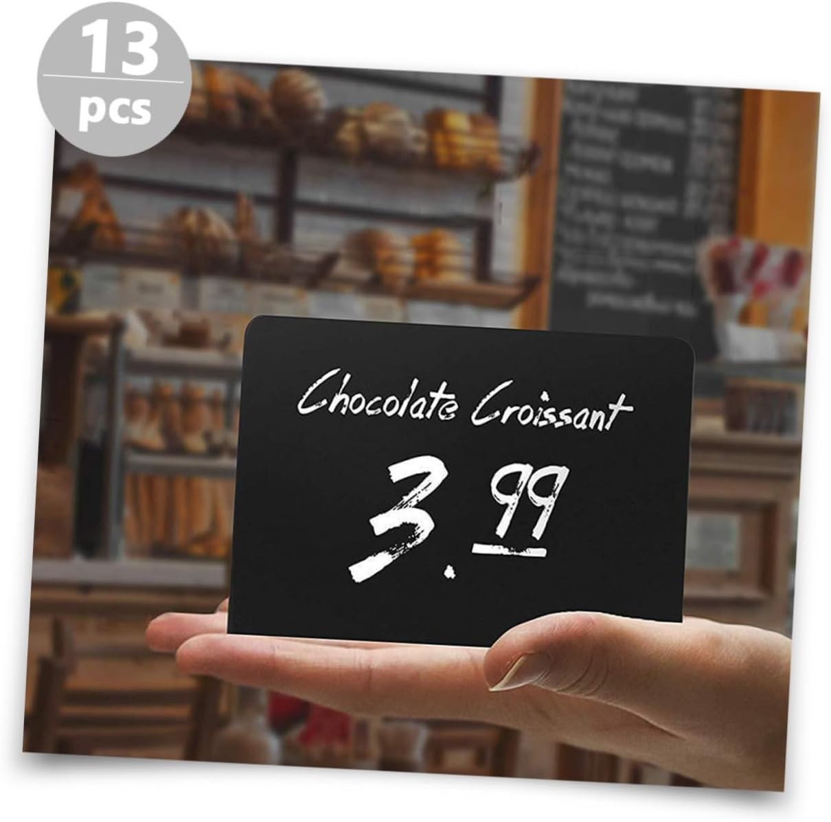 Generic Acrylic Blackboard Message Board Set 12pcs with Marker, Small Tabletop Chalkboards for Wedding Party Decor and Home Office Display, Black Acrylic Memo Boards