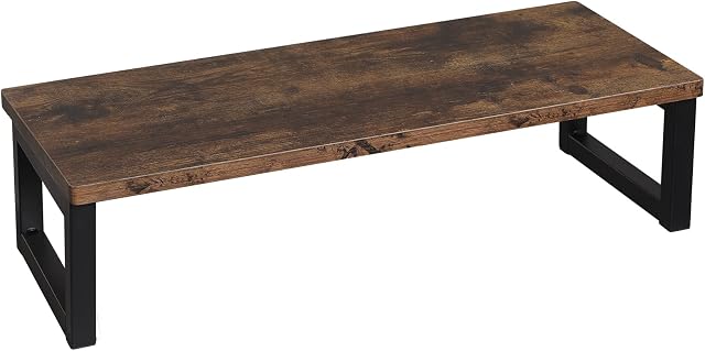 OROPY Wood Vintage Monitor Stand Holder, PC Laptop Computer Screen Riser, Desktop Storage Organiser Shelf for Home or Office, 55 x 23 x 14cm, Dark Brown