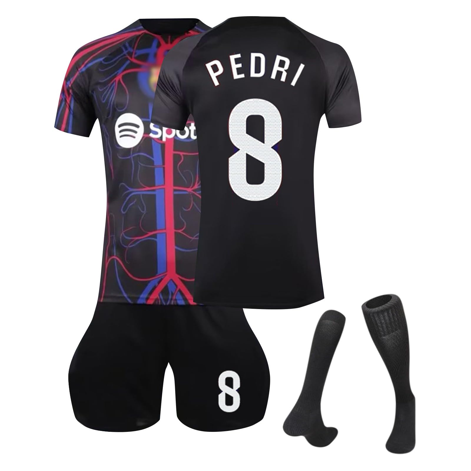 NHNKR Camiseta Barca 23/24 Equipacion Futbol Niño/Hombre Camiseta Niño Sport Camiseta,Pantalones Cortos y Calcetines,Camisetas de Futbol 3PC