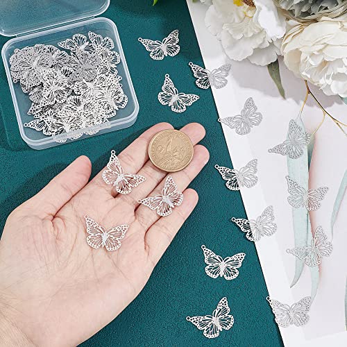 UNICRAFTALE 60Pcs 19mm Long 304 Stainless Steel Butterfly Charms Etched Metal Embellishments Butterfly Pendants Mini Butterfly Charms Necklace Bracelet Charms for DIY Earring Jewelry Making Hole 1.2mm - Image 4