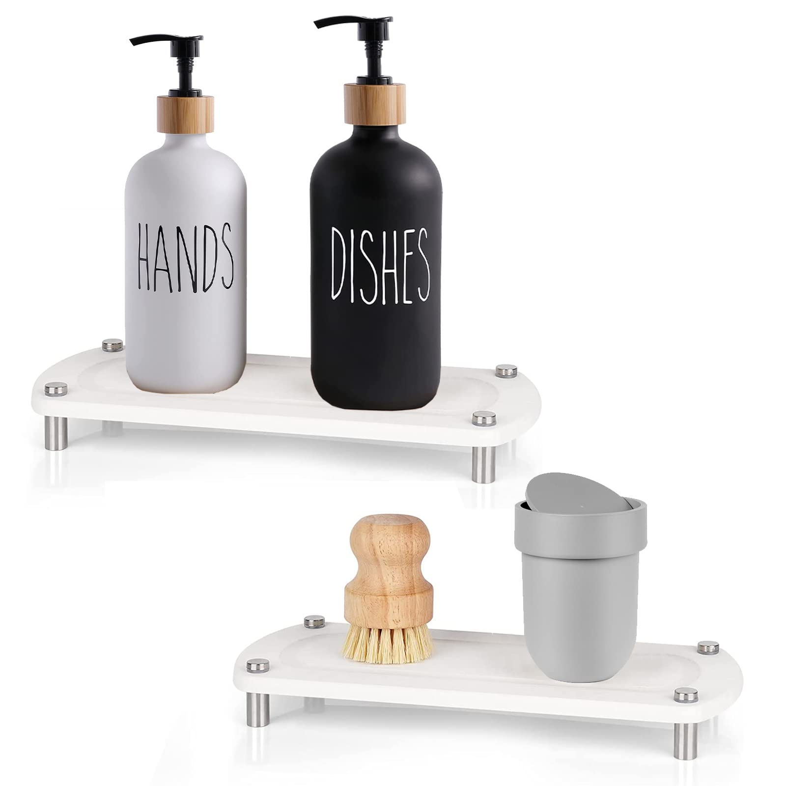 2Pcs Fast Drying Sink Caddy Instant Dry Organizer Diatomaceous Pedestal Instant Dry Bathroom Sink Tray, Instant Dry Sink Caddy Organizers For Home (White-2)