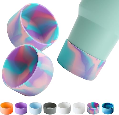 KRISREL Paquete de 2 botas de silicona para vaso Quencher de 40 onzas, IceFlow de 20 onzas y 30 onzas, funda inferior de botella de agua para