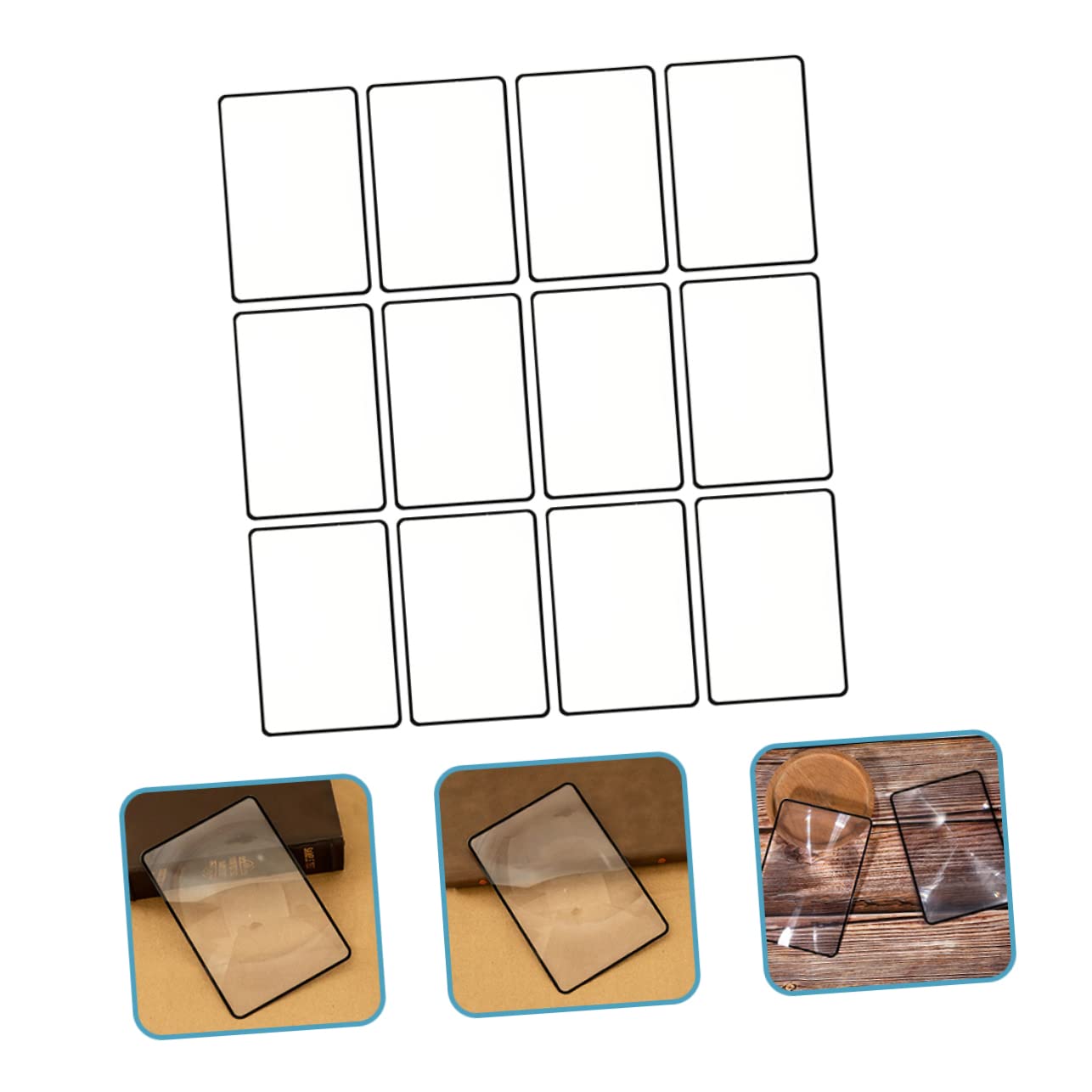 Lente di Ingrandimento da Lettura 3x, 12 Pezzi, Pvc Nero