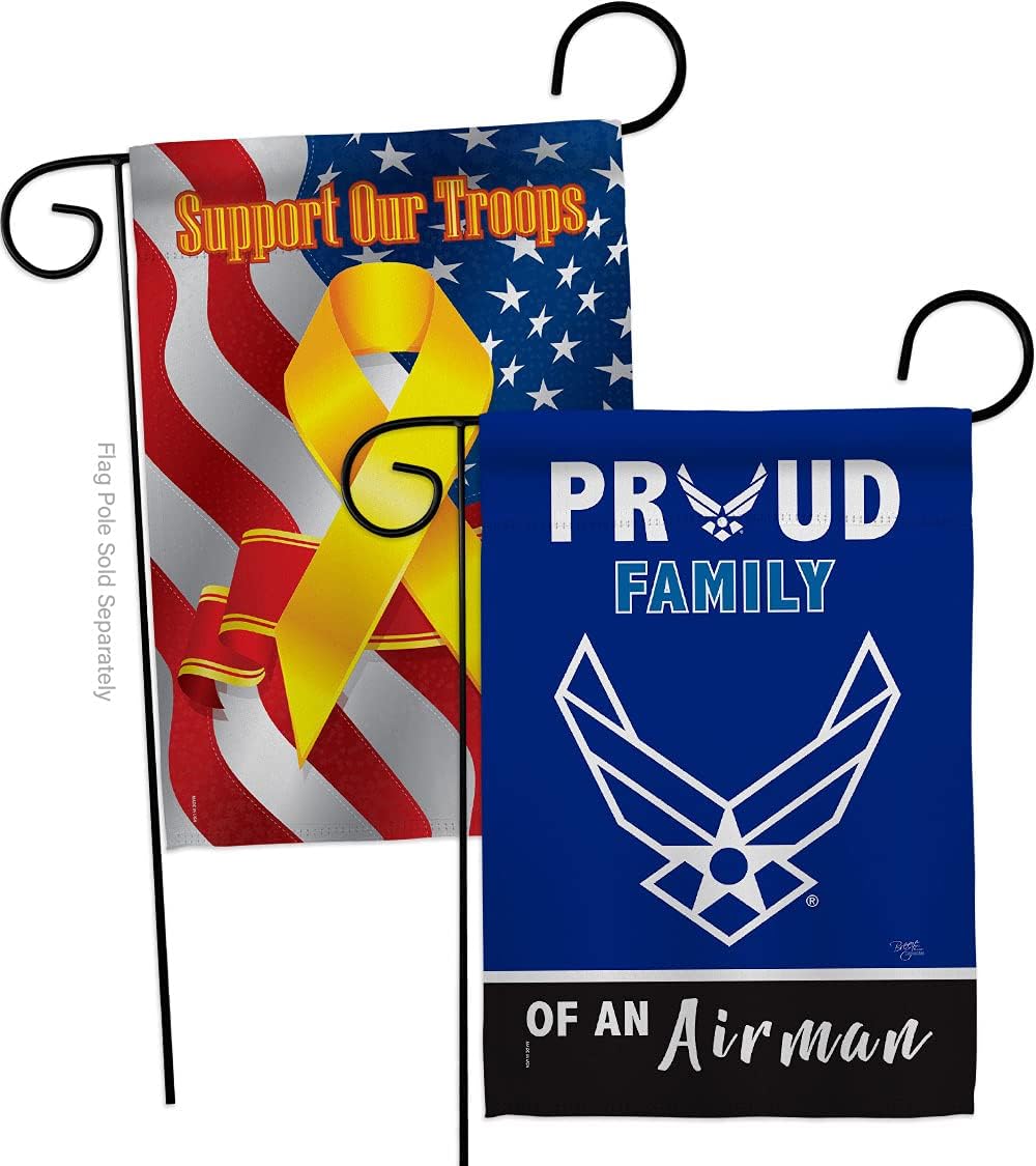 Proud Family Airman Garden Flag - Pack Armed Forces Air Force USAF United State American Military Veteran Retire Official Support Our Troops - House Banner Small Yard Gift Double-Sided 13 X 18.5