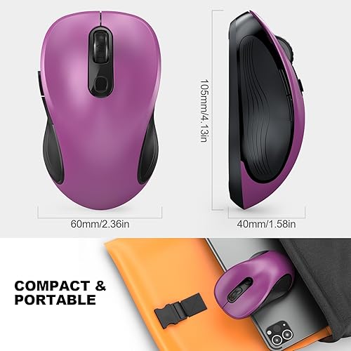 Miniatura 7 de WisFox Mouse inalámbrico de 2.4G para portátil, mouse ergonómico con receptor USB y 3 niveles ajustables, mouse inalámbrico de 6 botones para