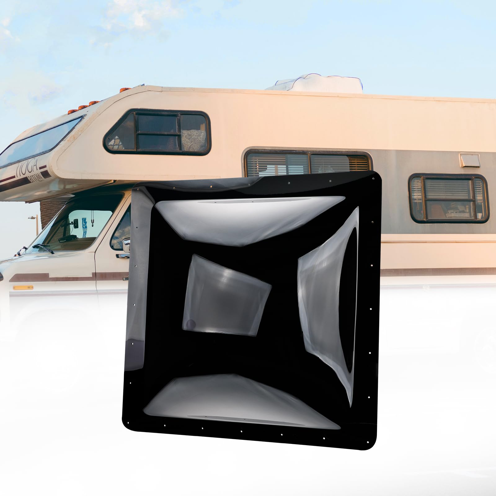RVGUARD RV Skylight Replacement, 26" x 26", Black, Include Screws