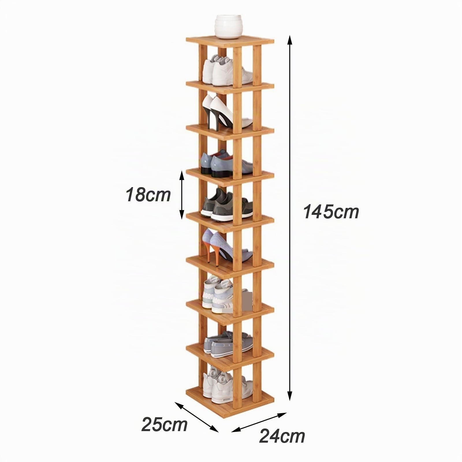 Scarpiere Salvaspazio Slim in Legno Scarpiera a 9 Ripiani Porta Scarpe Verticale Stretto Scarpiera Stretta Impilabile per Ingresso, Corridoio(Brown)