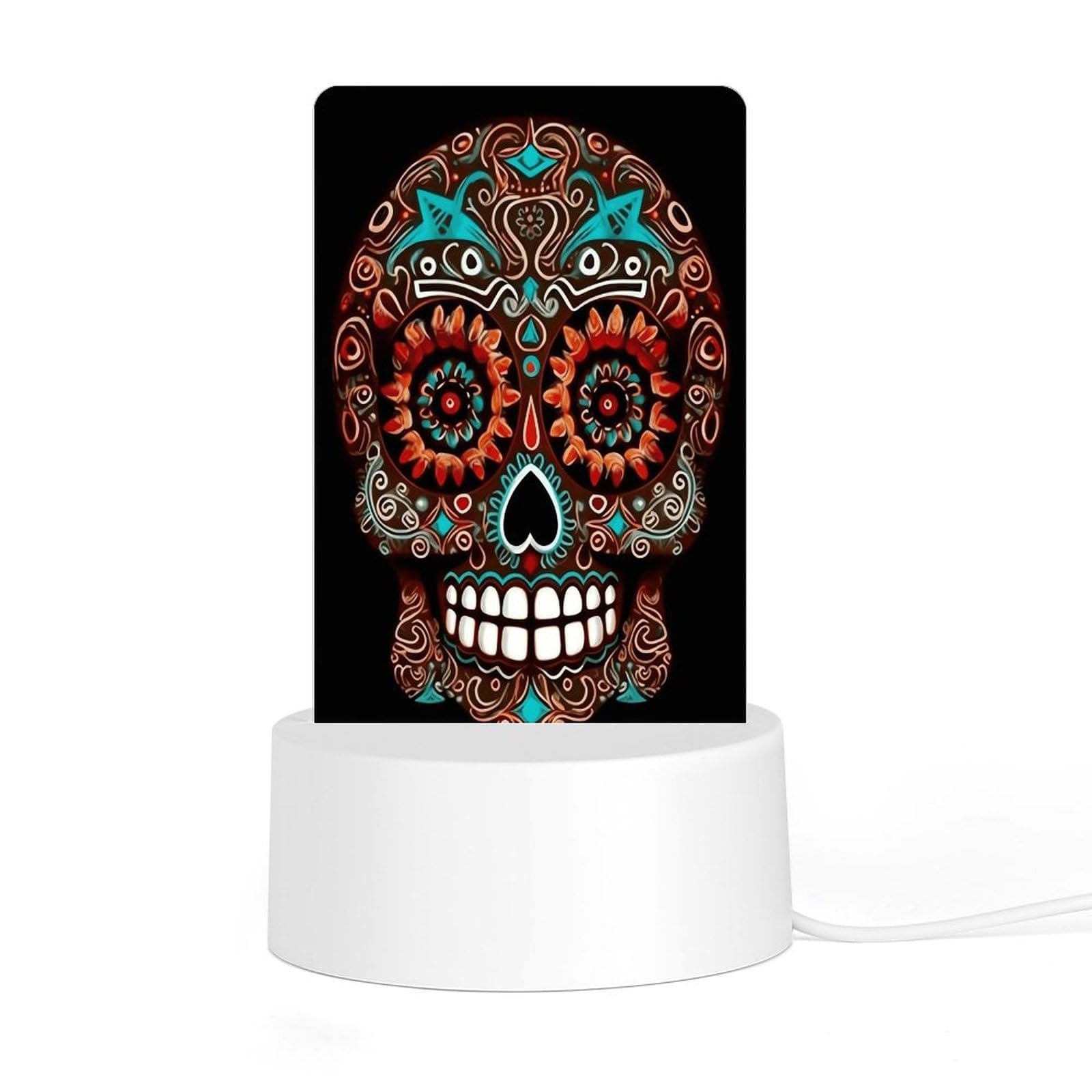 Adfgyerh Style Sugar Skulls Day Of The Dead Night Light Acrylic Material Easy Installation, Home Decor Usb Interface Power Supply, Lamp For Restaurant Bar Cafe Room Decor