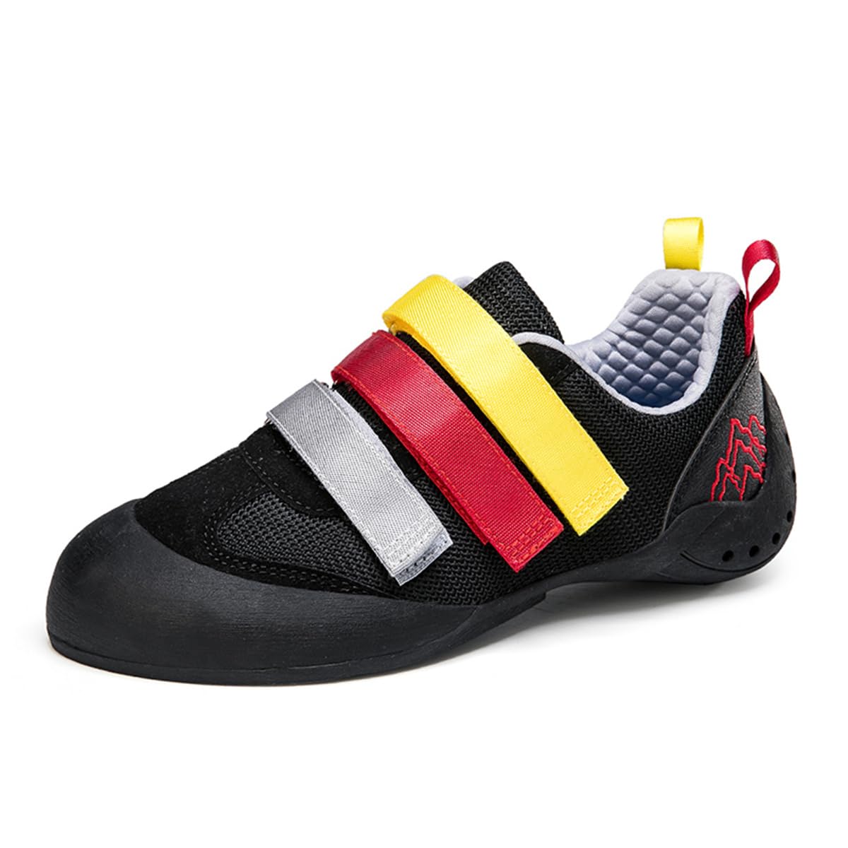 DONFAAUK Ladies Rock Climbing Trainers Hook & Loop Non Slip Wall Climbing Training Shoes Casual Comfort Bouldering Sneakers,Black,8