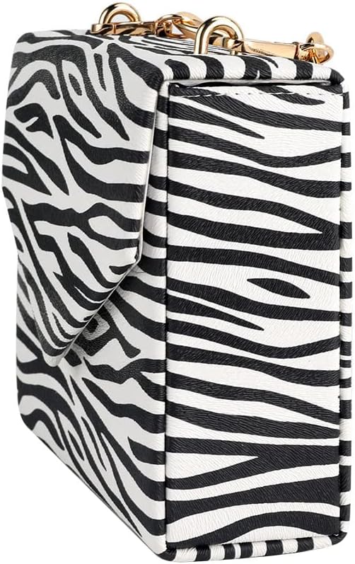 LUOZZY Women Clutch Bag Zebra Print Clutch PU Leather Shoulder Bags with Buckle Flap Over Chain Shoulder Bags Animal Purse Strap