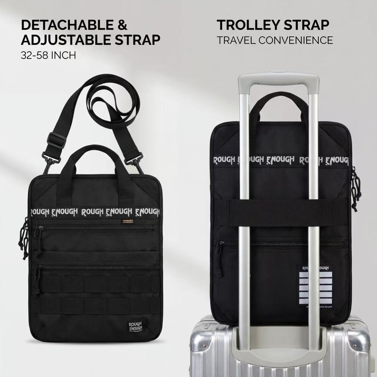 Rough Enough 16 Zoll Laptophülle, vertikale Reisetasche für Arbeit & Outdoor | Passend für 15-16-Zoll-Laptops und Tablets, stoßfeste Schaumstoffpolsterung, Trolleygurt für Gepäck, abnehmbarer Schultergurt