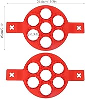 Vista 5 de Molde para freír huevos, 2 anillos de silicona antiadherentes para hacer panqueques, molde de tortilla para cocinar con asas para huevos