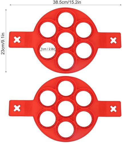 Miniatura 5 de Molde para freír huevos, 2 anillos de silicona antiadherentes para hacer panqueques, molde de tortilla para cocinar con asas para huevos
