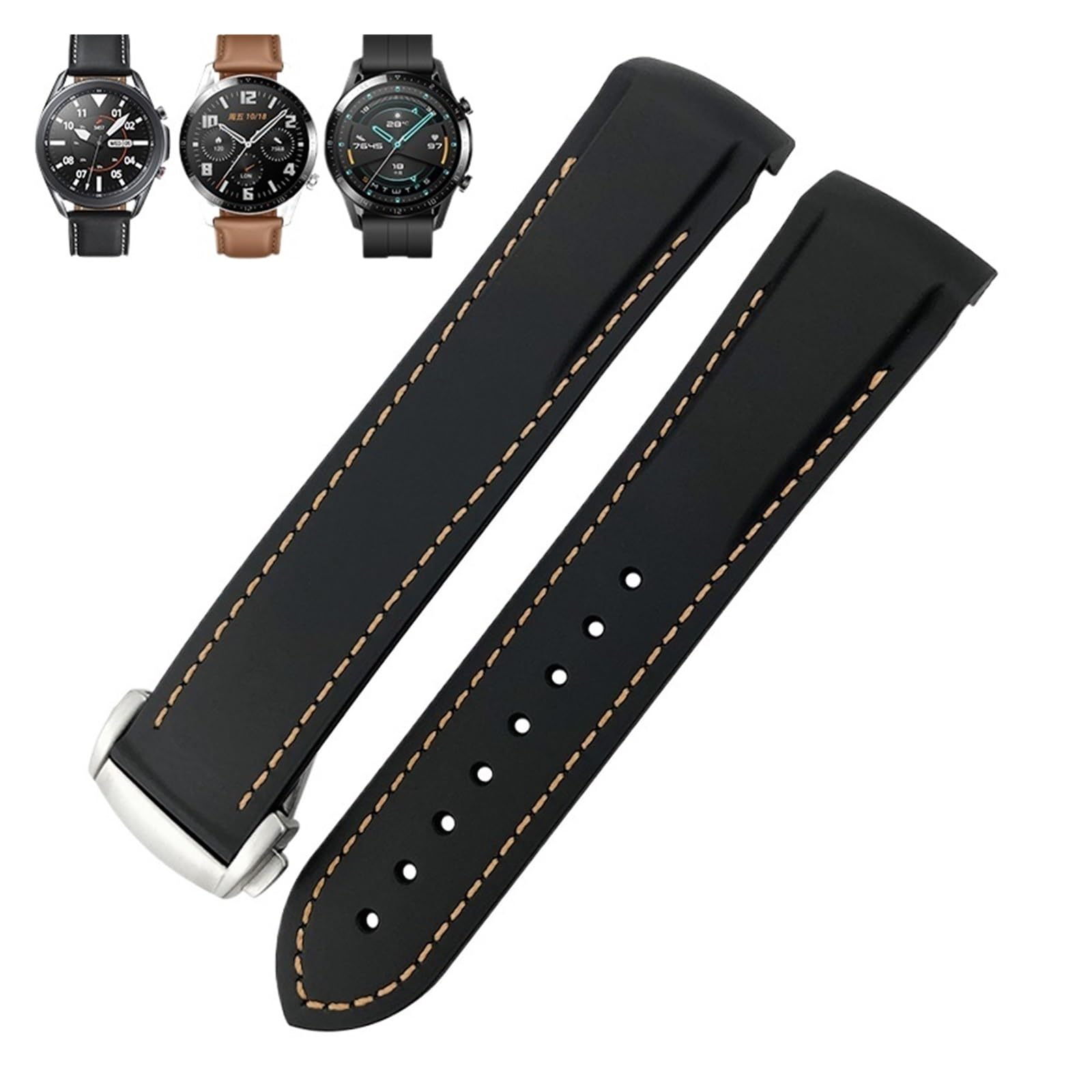 Gumowy pasek do zegarka 22 mm 20 mm zakrzywiony pasek silikonowy pasujący do zegarka Seamaster Speedmaster AT150 De Ville Pasek do zegarka z tkaniny, Kolor: wielokolorowy, 20mm